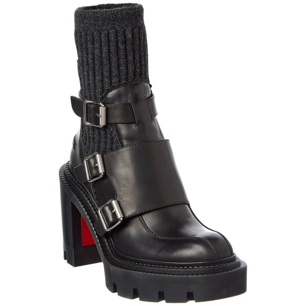 Christian Louboutin Cortinetta College 100 Leather Boot, Black
